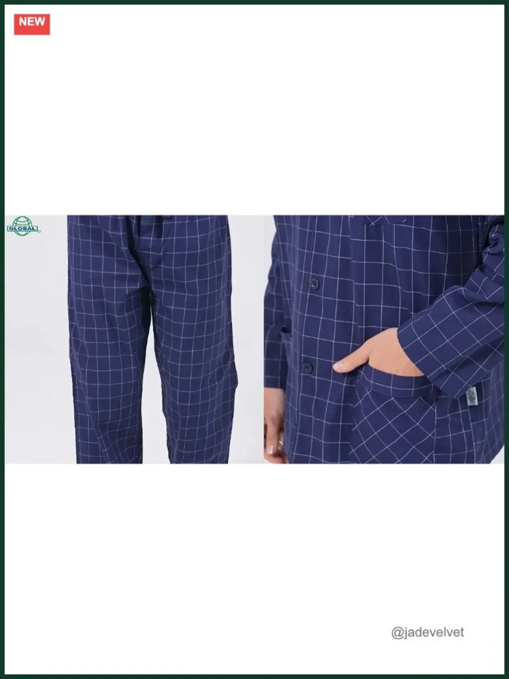 Men's 100% Cotton Pajama Set Button Down Long Sleeve Sleepwear
